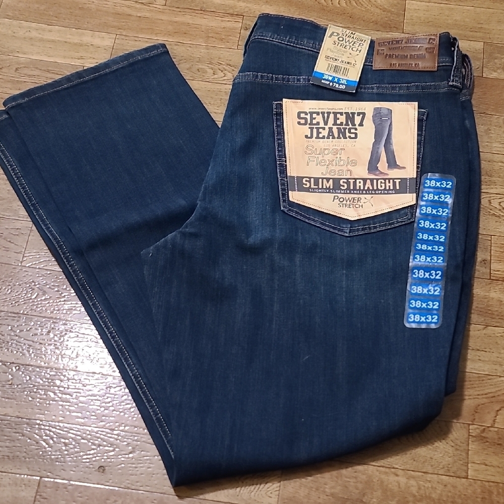 Seven7 Blue Slim Straight Jeans Classic Style (D2)